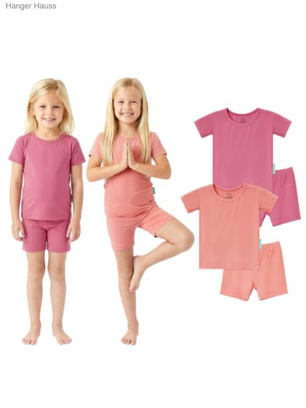 Toddler 4-Piece Pajama Set Viscose Short Sleeve Summer PJs